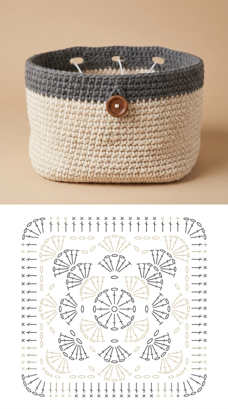 Crochet Charging Basket With Cord Pass-Through (The Charge Nest)