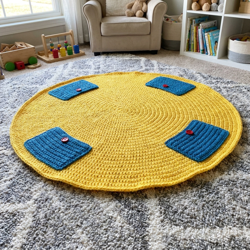Crochet Round Play Rug With Toy Pockets (The Tidy Ring Rug)