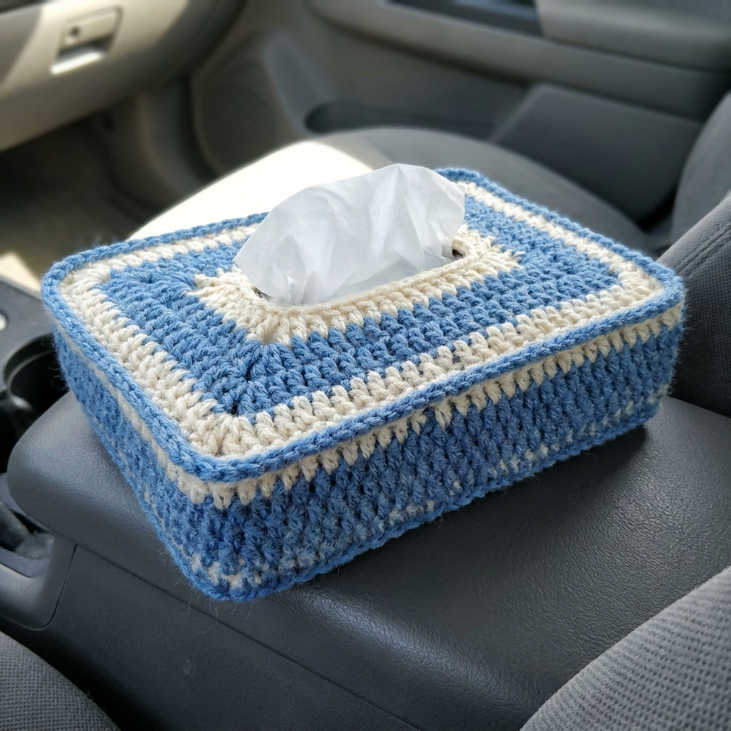 Free Crochet Car Tissue Holder Pattern for Visor or Console