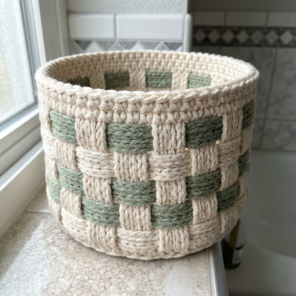 Free Crochet Toilet Paper Storage Basket Pattern for Two Rolls