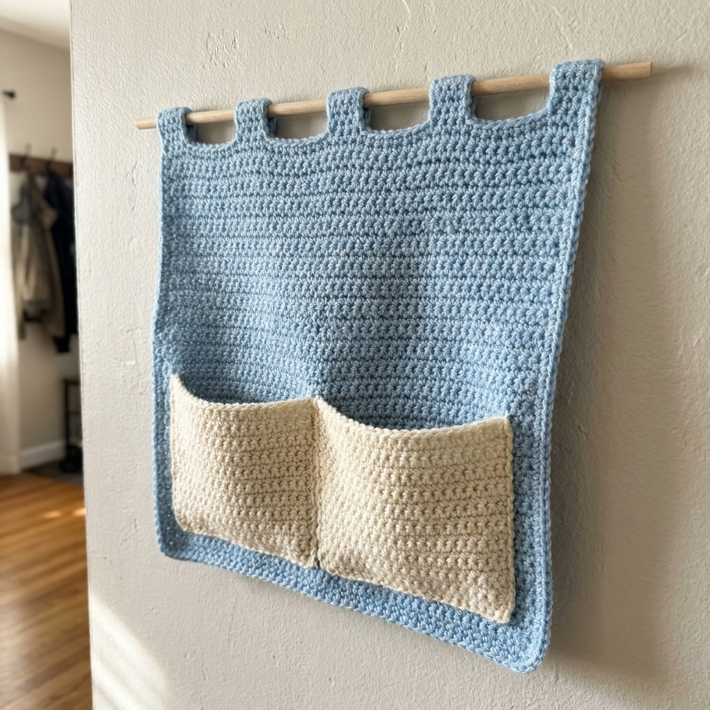 Free Crochet Wall Pocket Organizer Pattern for Mail and Keys