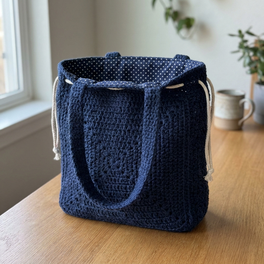 How to Line a Crochet Tote Bag With Fabric Step by Step